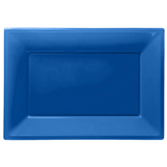 Bright Blue Plastic Serving Platter. Pack of 3