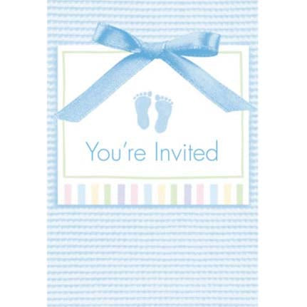 Baby Soft Blue Invites, Pack of 8