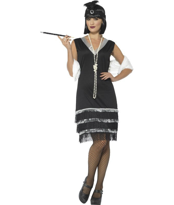 Black Flapper Costume with Stole