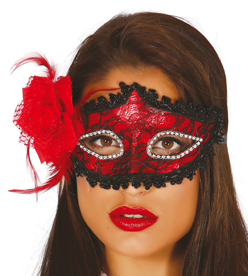 Red Mask with Rose