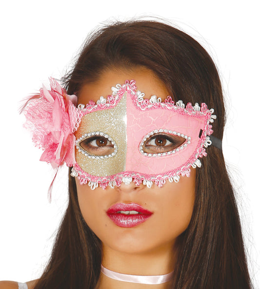Decorated Pink Mask with Rose