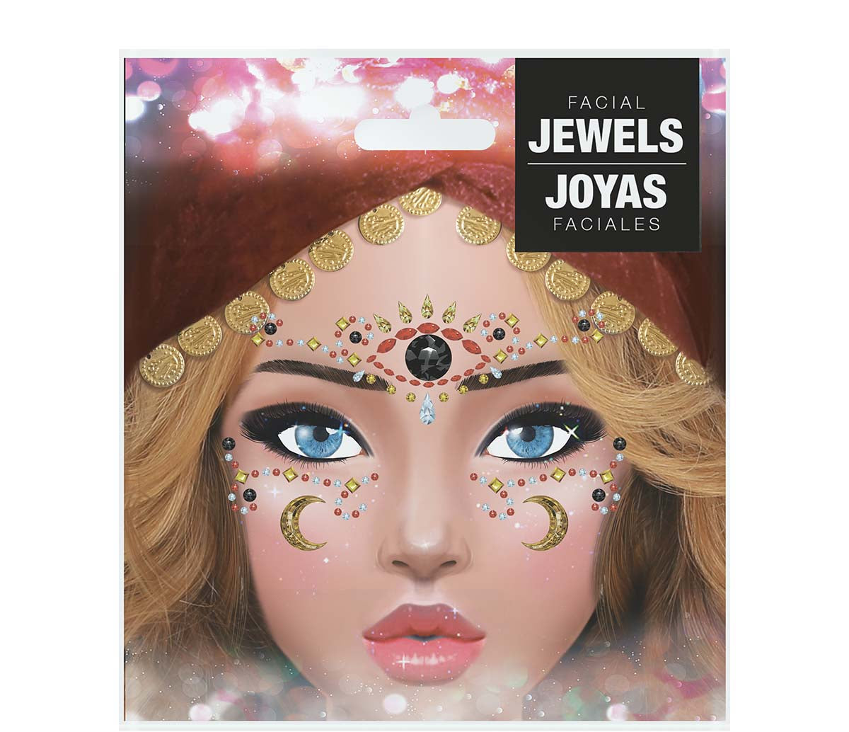 Fortune Teller Face Jewellery. Stick-on Face Gems.