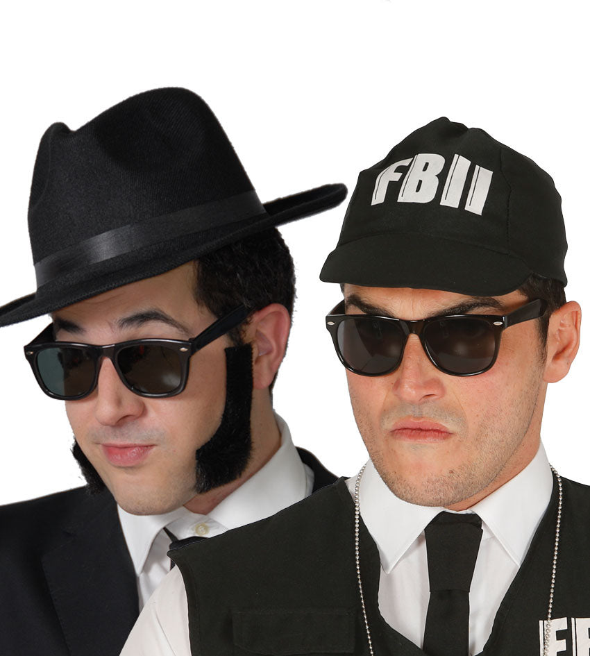 Dark 50s Blues Brothers Style Sunglasses with Black Frames