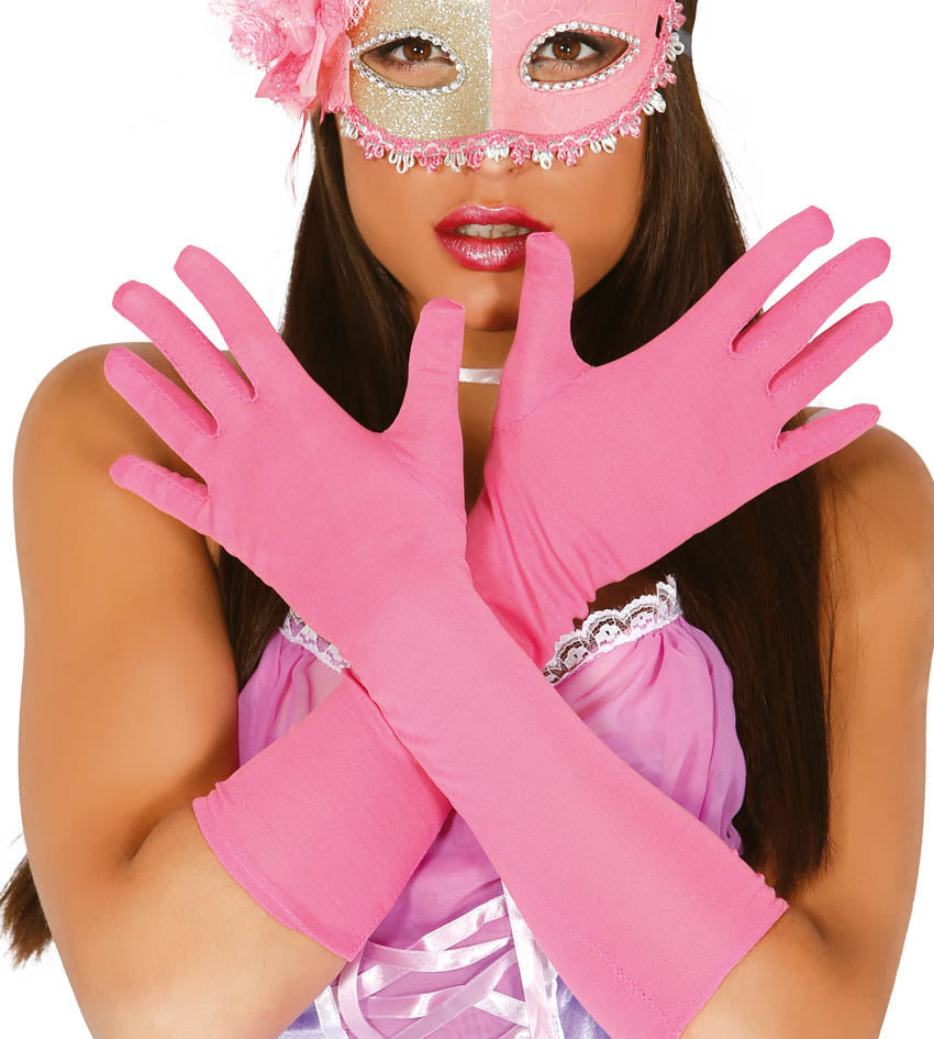 Pair of Long Pink Gloves 45cm