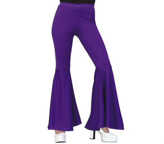 Purple Bell Bottom Trousers. Elasticated.