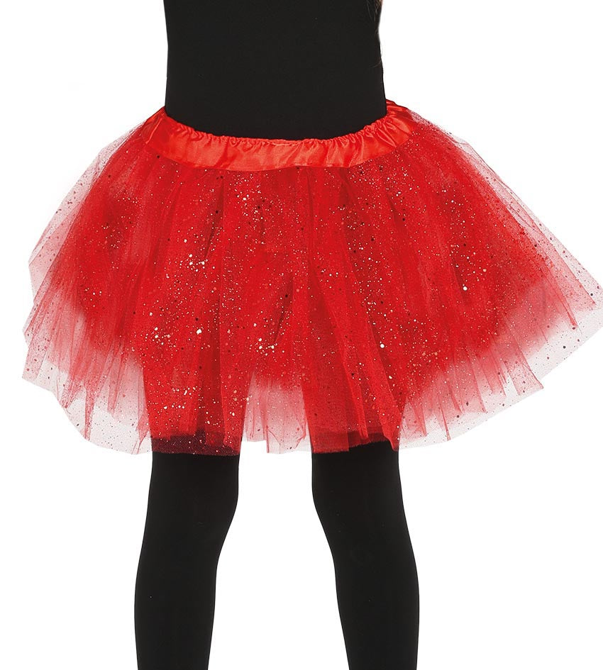 Child Red Sparkle Tutu with elasticated waist