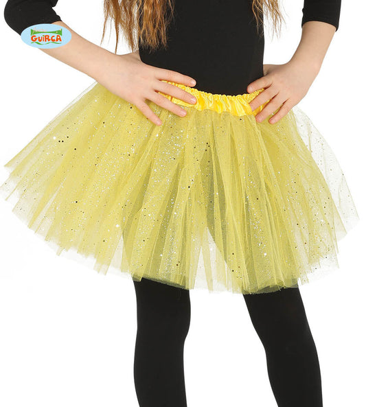 Child Yellow Sparkle Tutu with elasticated waist