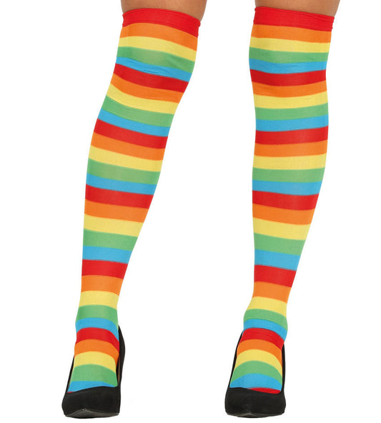 Ladies Multicoloured Striped Stocking Hold Ups