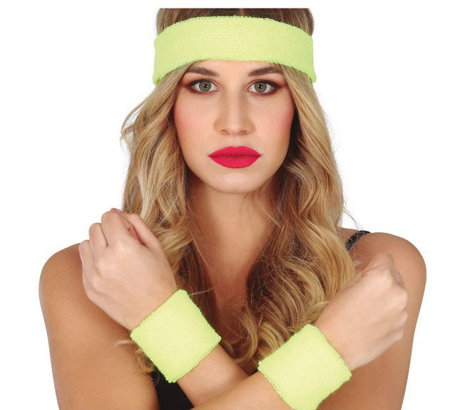 Yellow Sweatband Set includes headband and wristbands