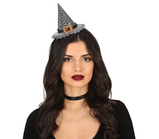 Silver Mini Witch Hat on Headband