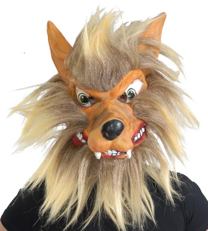 Overhead Latex Wolf Mask with Hair 14+