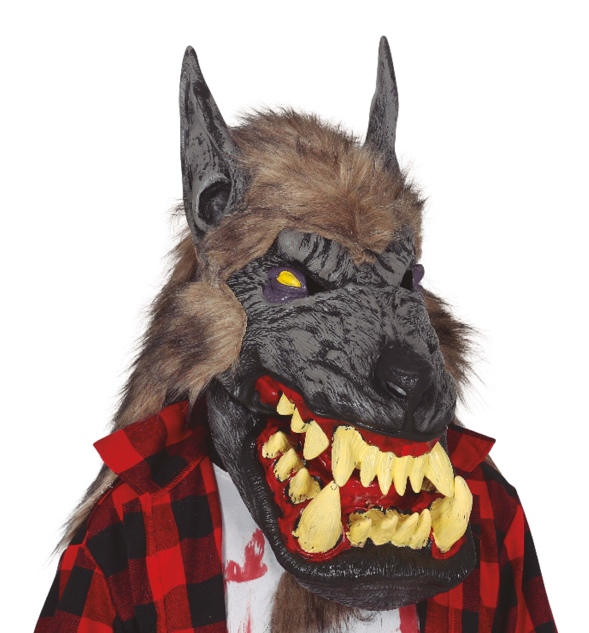 Giant Wolf Mask with oversized mouth and hair. Latex