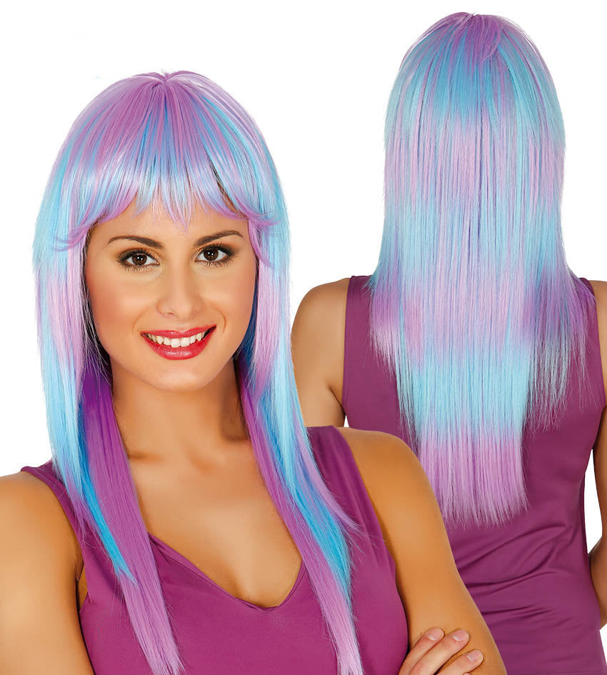 Long Blue Two Tone Wig