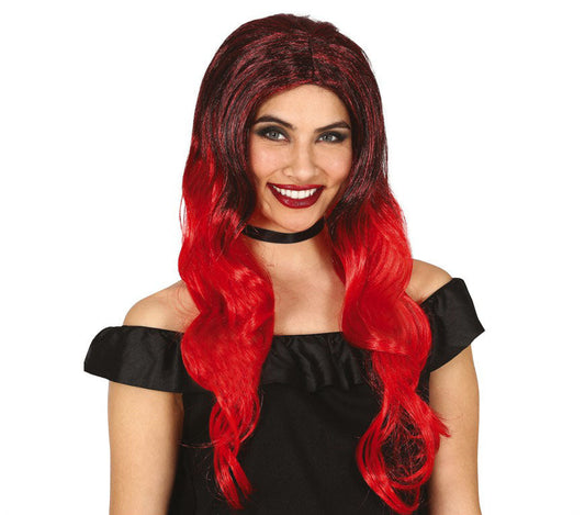 Long Black and Red Ombre Wig.