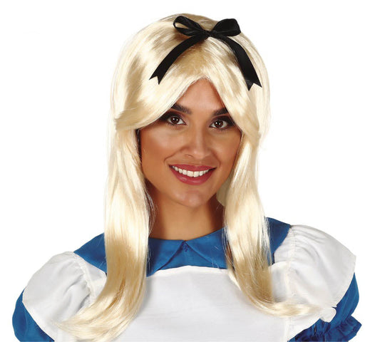 Blonde Wig with Black Ribbon