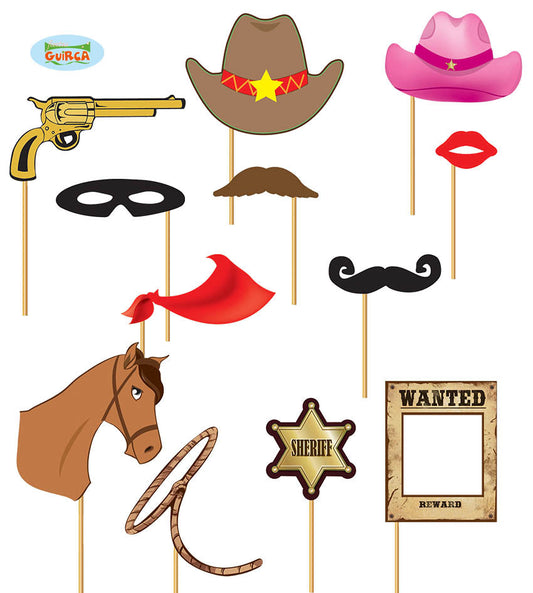 Western Photo Prop Kit. Create fun selfie pictures with a wild west theme with these fun photo props.