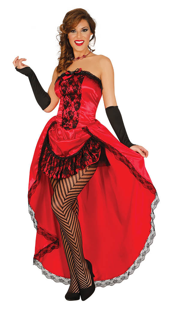 Ladies Red Burlesque Costume includes dress and sleeves
