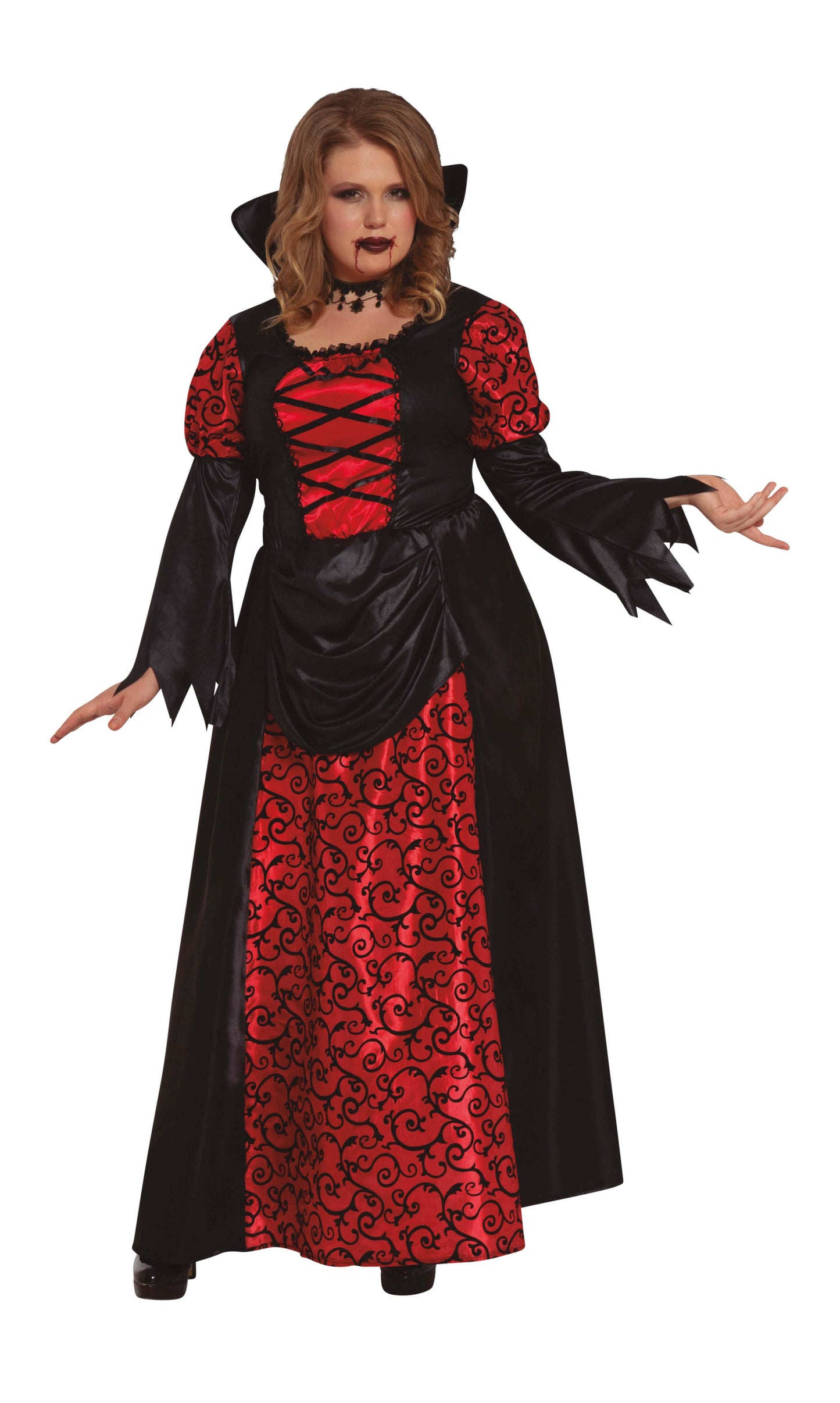 Vampiress costume includes dress and neckpiece