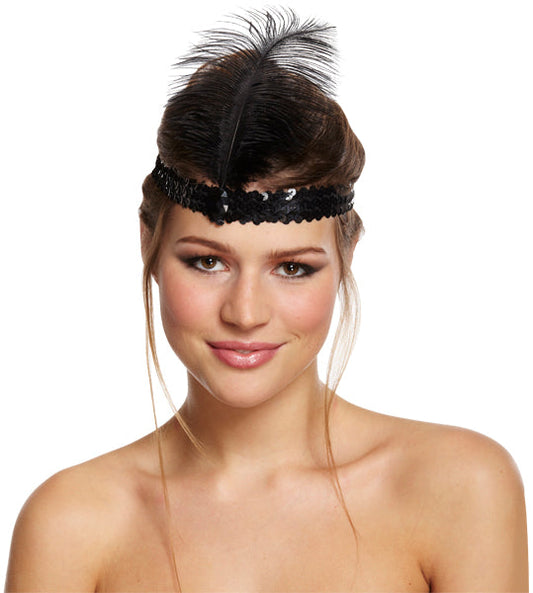 Black Feather Charleston Headband