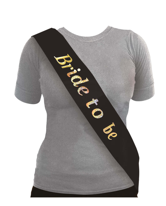 Black Bride to Be Sash with Holographic Lettering