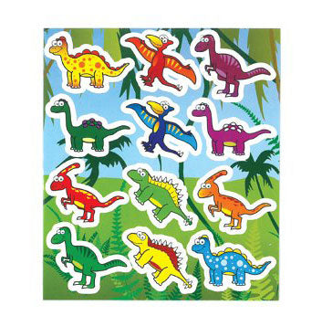 Dinosaur Stickers. Each sticker sheet measures 10cm * 11.5cm (approx). Each sheet contains 12 stickers.