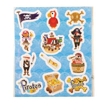 Pirate Stickers. Each sticker sheet measures 10cm * 11.5cm (approx). Each sheet contains 12 stickers.