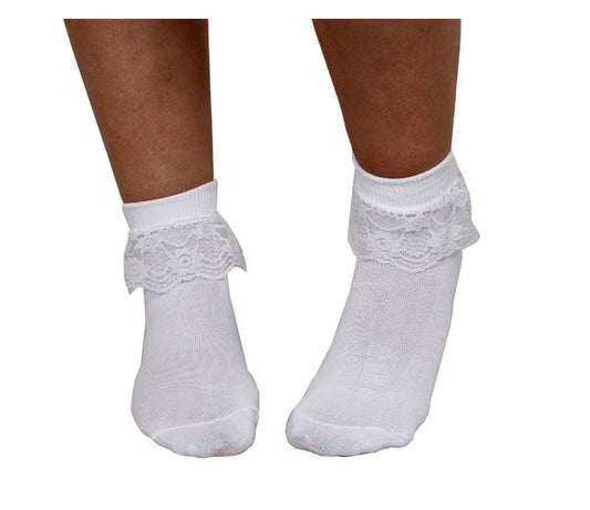 White 1950s Style Frilly Topped Bobby Socks. One size fits most adults