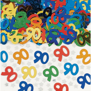 Age 90 Multi-Coloured Metallic Confetti