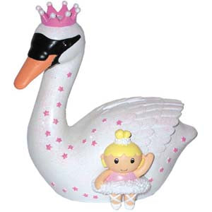 The Ballerina money box features a little Lovely Chubblies Ballerina standing in front of a glittering Swan from Swan Lake- it makes a delightful money box that any little girl would love. A great present for a Birthday or Christening to encourage our youngsters to save. It measures 16 x 10 x 16cm and is made from solid resin. The money is accessed by a rubber stopper in the base.