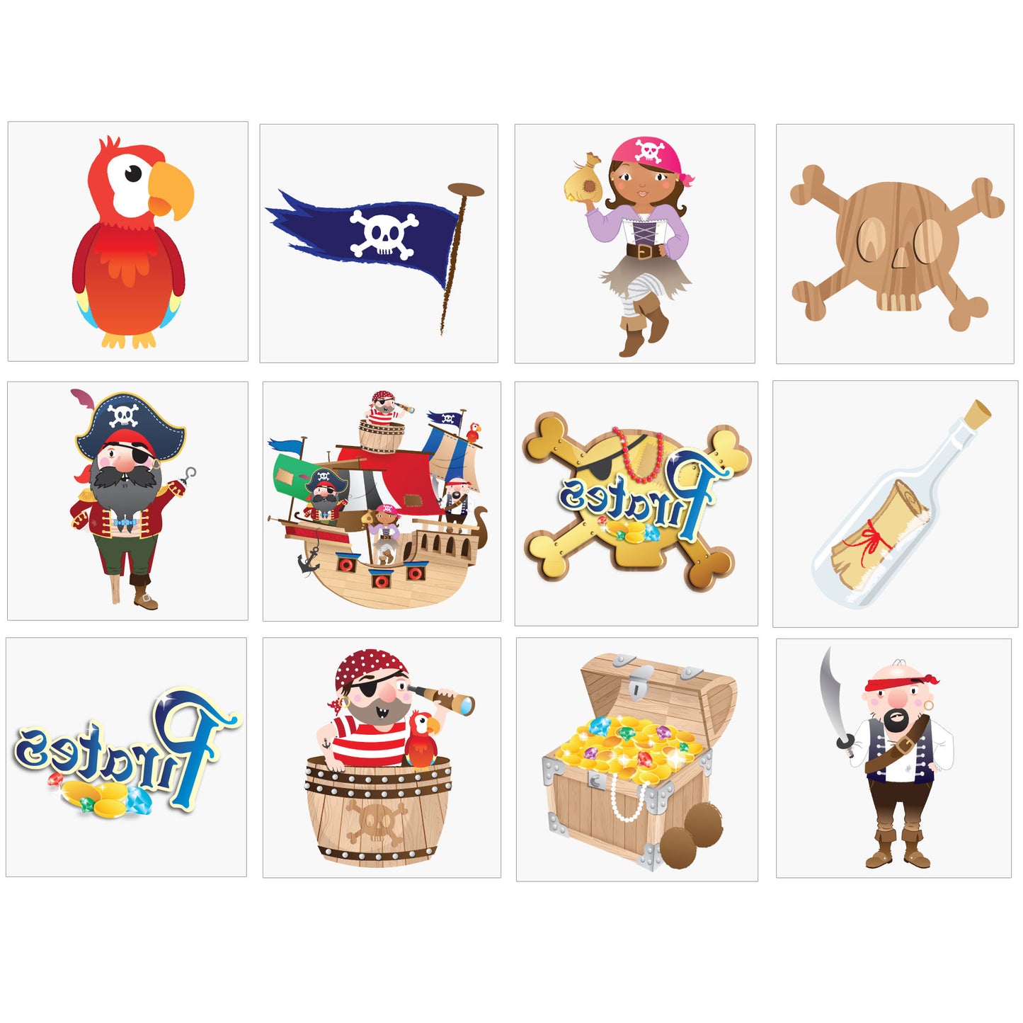 Pirate Tattoos, Pack of 12