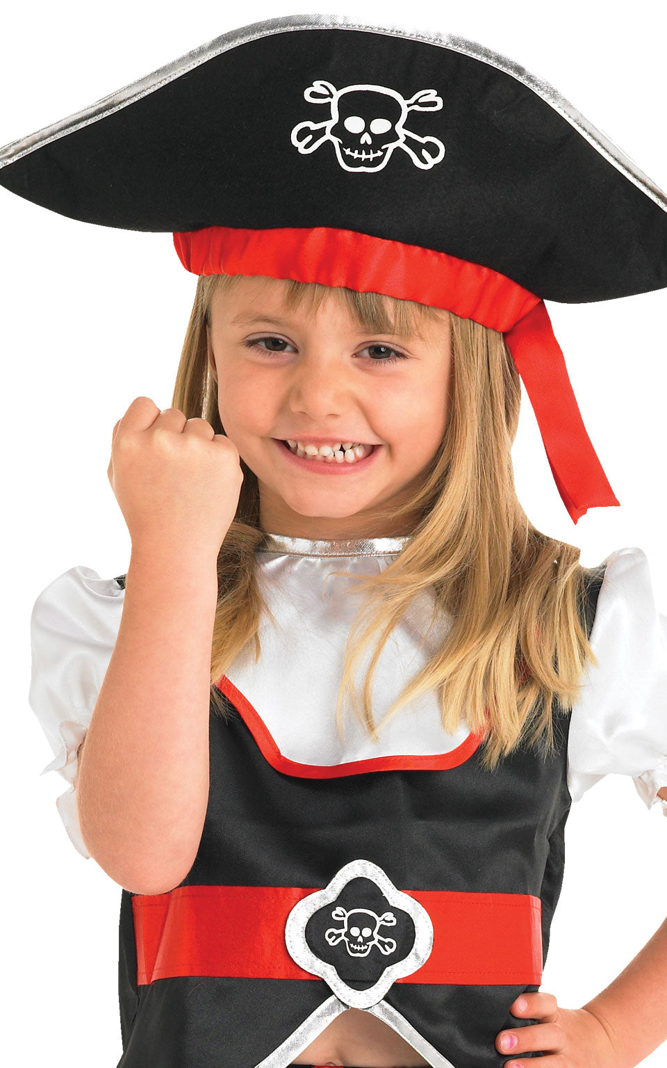 Girl Pirate Fancy Dress Costume includes top, skirt and hat
