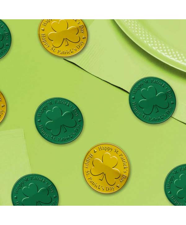 Green and Gold Coin Sprinkles, Pack of 100