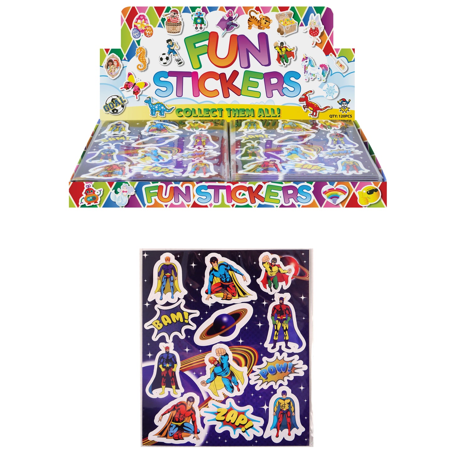 Super Hero Stickers, Qty 120 sheets