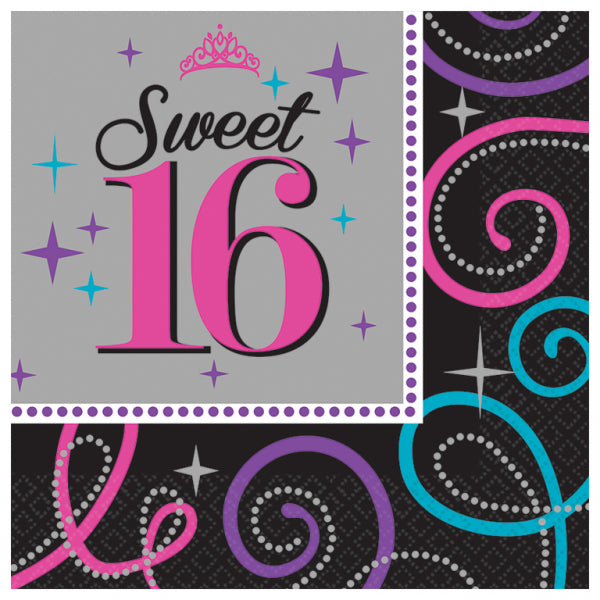 Sweet 16 Lunch Napkins, Pack of 16