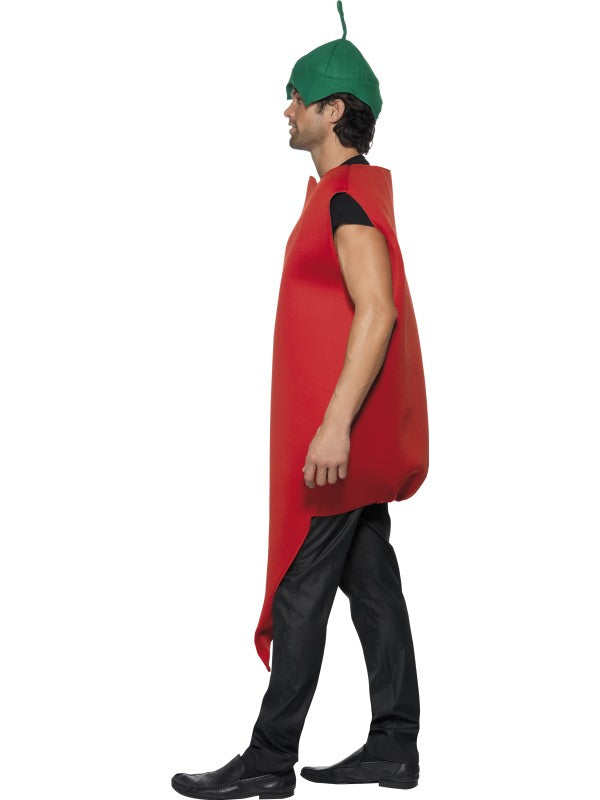 Chilli Pepper Fancy Dress Costume includes bodysuit and hat.