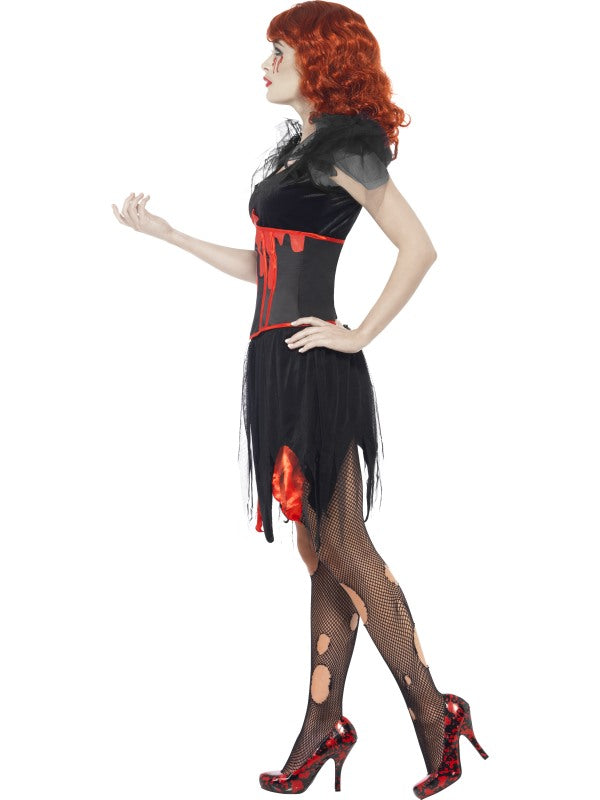 Blood Drip Vamp Ladies Halloween Costume includes dress and corset