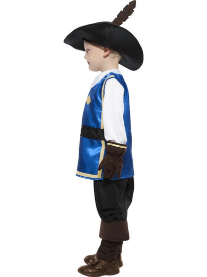 Musketeer Boy Fancy Dress Costume includes top, trousers, hat and gloves