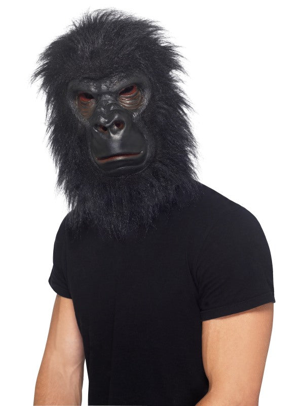 Overhead Gorilla Mask, Black, With Hair, Foam Latex