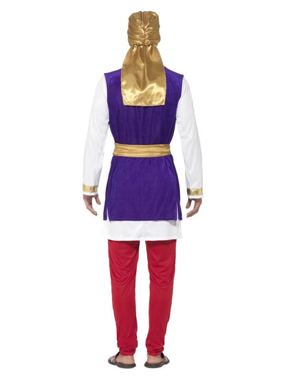 Mens Arabian Prince Costume includes top| waistcoat| trousers| belt and turban