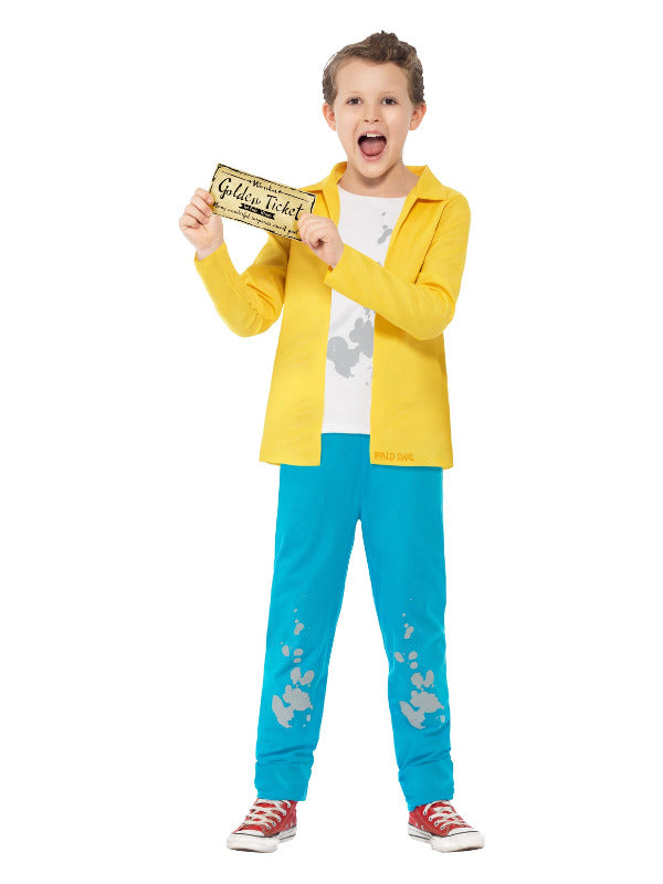 Roald Dahl Charlie Bucket Costume includes top with attached jacket| trousers and golden ticket