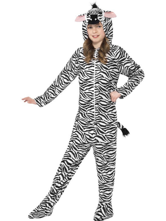 Child Zebra Fancy Dress Costume includes all in one jumpsuit with Hood.