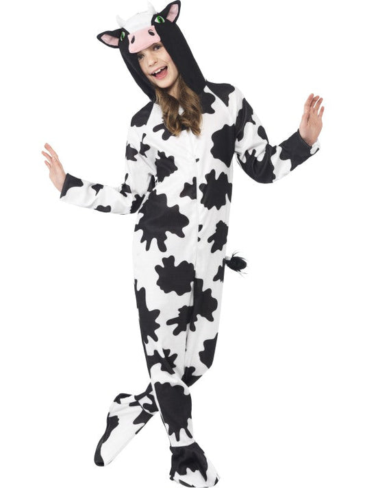 Child Cow Fancy Dress Costume includes all in one jumpsuit with Hood.
