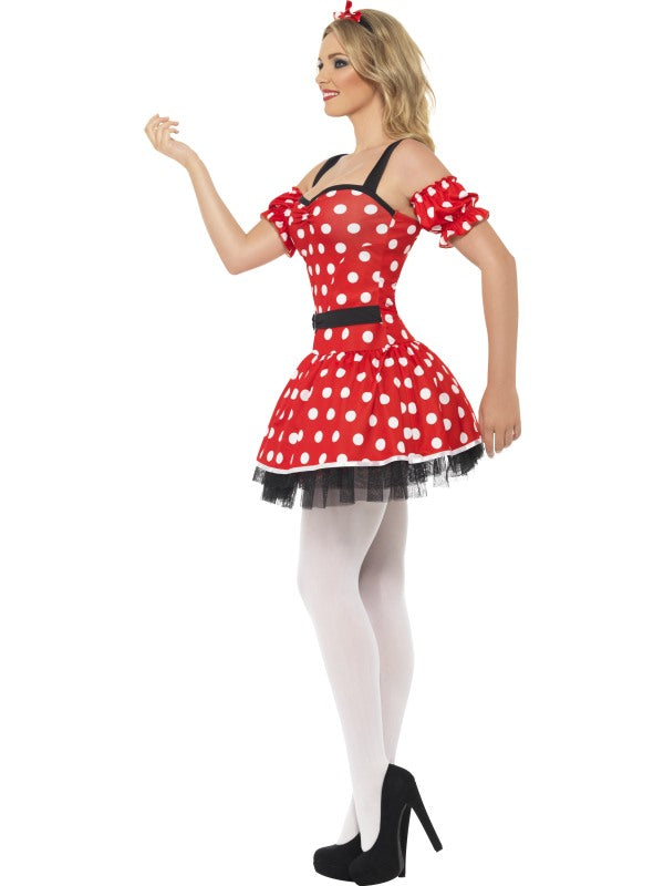 Madame Mouse Ladies Fancy Dress Costume includes dress, arm cuffs and mouse ears headband