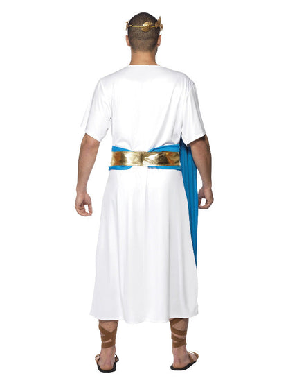 Mens Roman Senator Costume includes robe with attached sash, belt and headpiece
