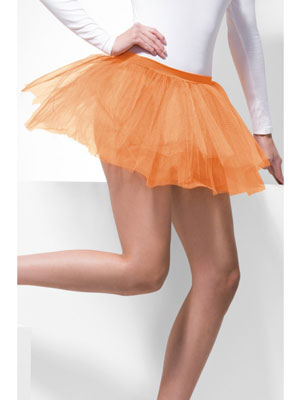 Tutu Underskirt. Neon Orange, 4 Layers. 30cm Long. Will fit waist size up to 86cm (34inches)