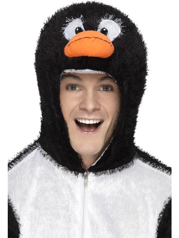 Penguin Fancy Dress Costume includes jumpsuit with hood.