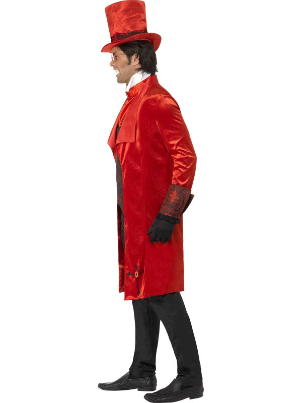 Dracula Groom Mens Halloween Costume includes jacket, hat and waistcoat with cravat