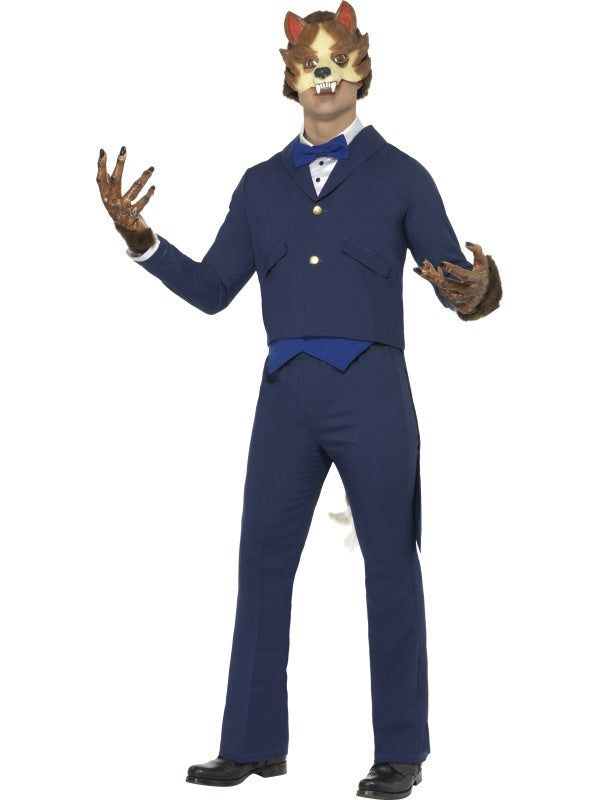 Mr Wolf Fancy Dress Costume includes jacket, trousers, mock waistcoat and shirt front with bow tie, mask, tail and gloves