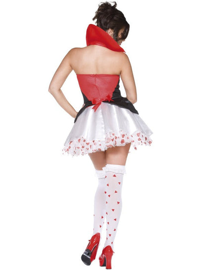 Queen of Broken Hearts Ladies Fancy Dress Costume includes dress with collar. Stockings sold separately
