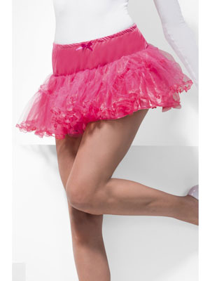Hot Pink Tulle Petticoat 30cm drop, 3 layers (1 nylon and 2 net). Elasticated waist fits up to 96cm (38 inches)